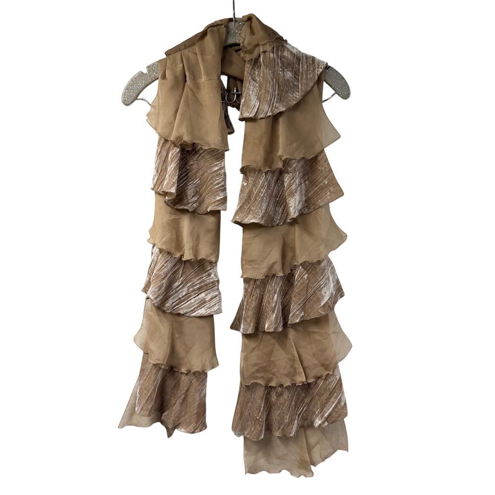 Nordstrom Tiered Ruffle Scarf Chiffon Velvet Nude